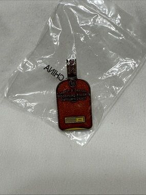 Ina Red Enamel Bottle Charm Pin with Metal Loop